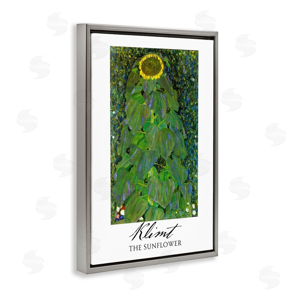 Vintage Hustle Klimt The Sunflower Classic Gray Floating Frame Canvas Wall Art Print