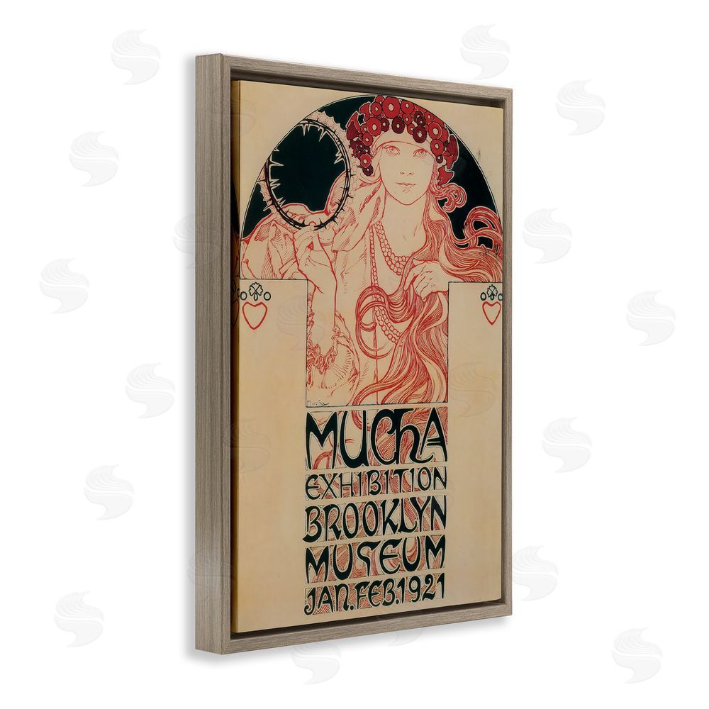 Vintage Hustle Vintage Museum Exhibition Poster Brown Floating Frame Canvas Wall Art Print