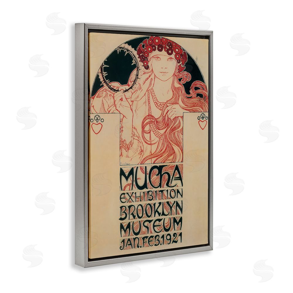 Vintage Hustle Vintage Museum Exhibition Poster Gray Floating Frame Canvas Wall Art Print