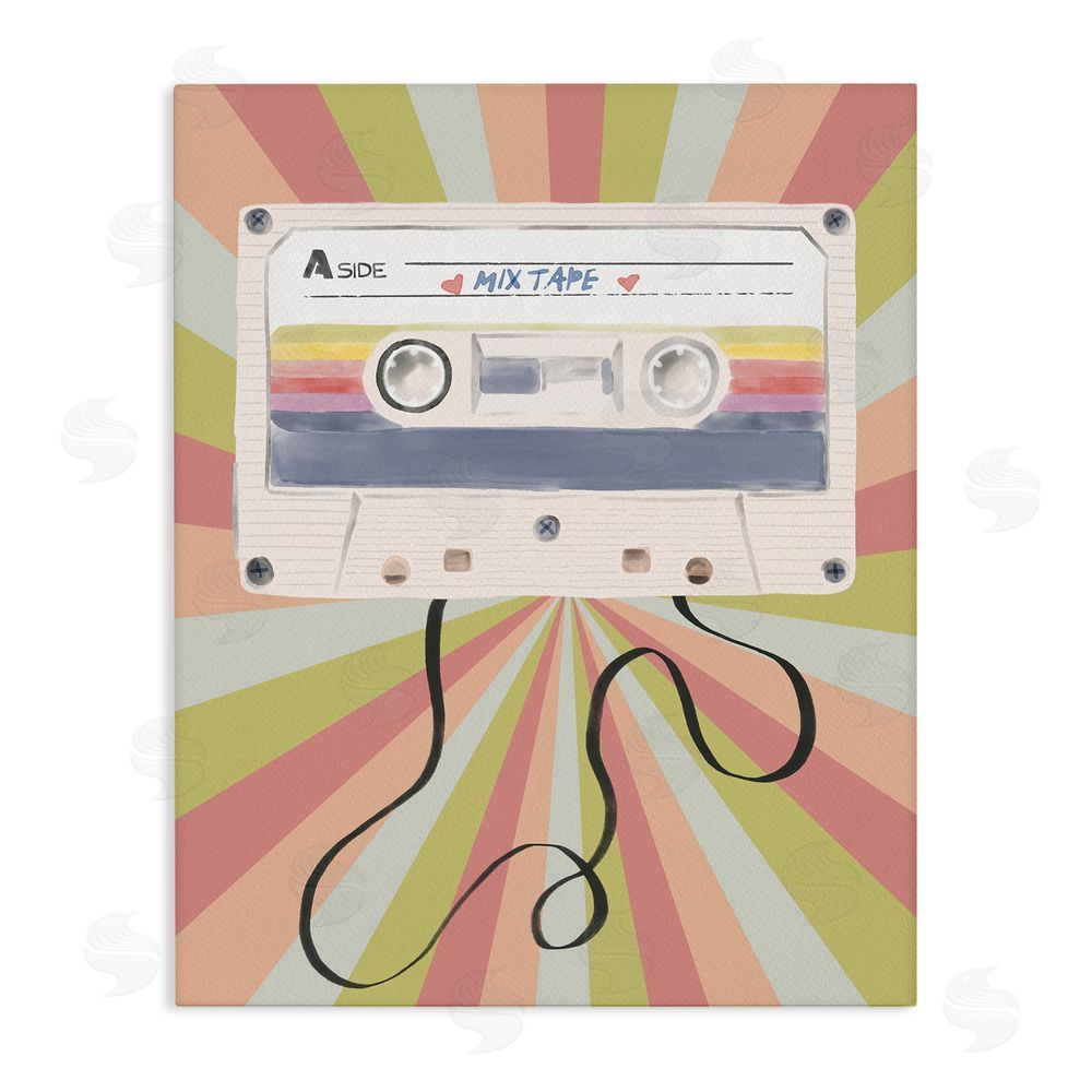 Radhika Modi Retro Mix Tape Cassette Stretched Canvas Wall Art Print