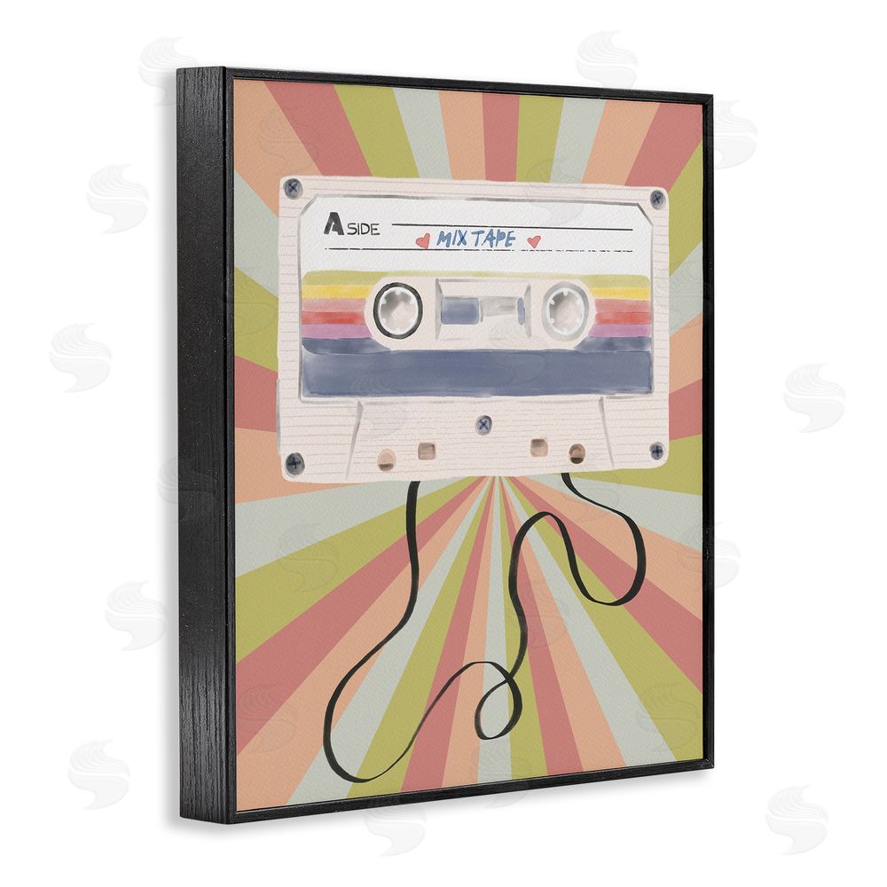 Radhika Modi Retro Mix Tape Cassette Black Framed Giclee Wall Art Print