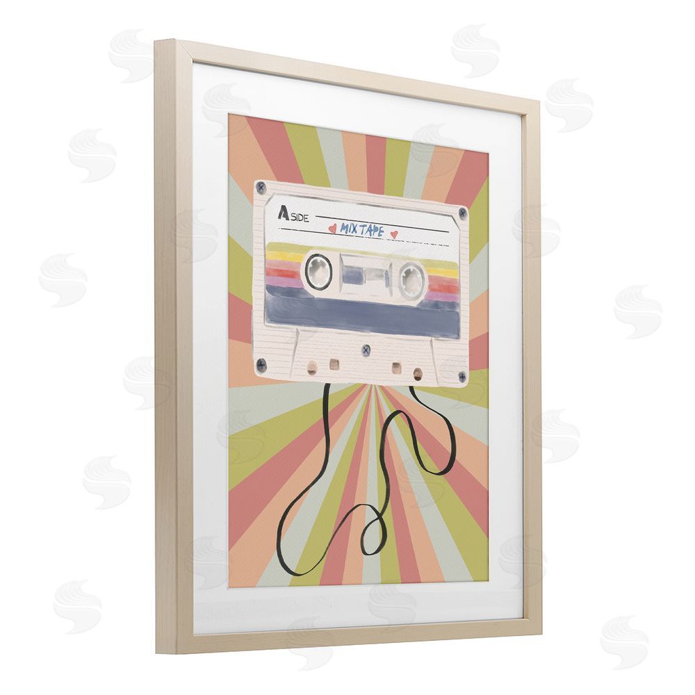 Radhika Modi Retro Mix Tape Cassette Brown Framed Print Under Glass Wall Art