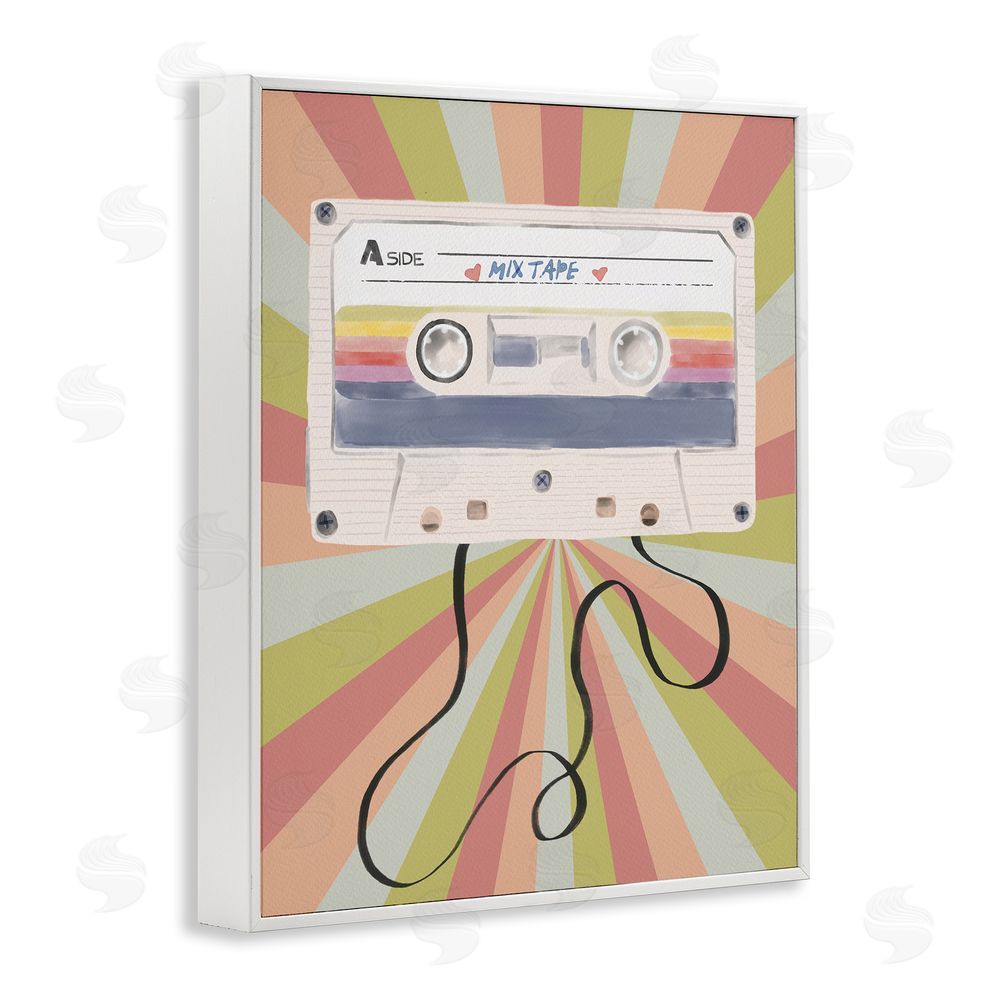 Radhika Modi Retro Mix Tape Cassette White Framed Giclee Wall Art Print