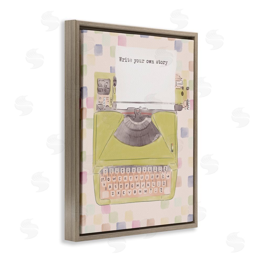 Radhika Modi Write Your Own Story Typewriter Brown Floating Frame Canvas Wall Art Print