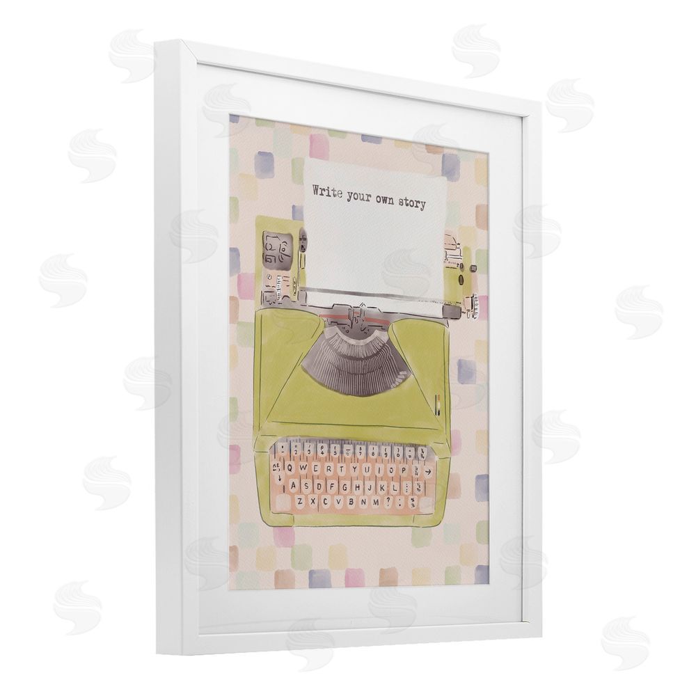 Radhika Modi Write Your Own Story Typewriter White Framed Print Under Glass Wall Art