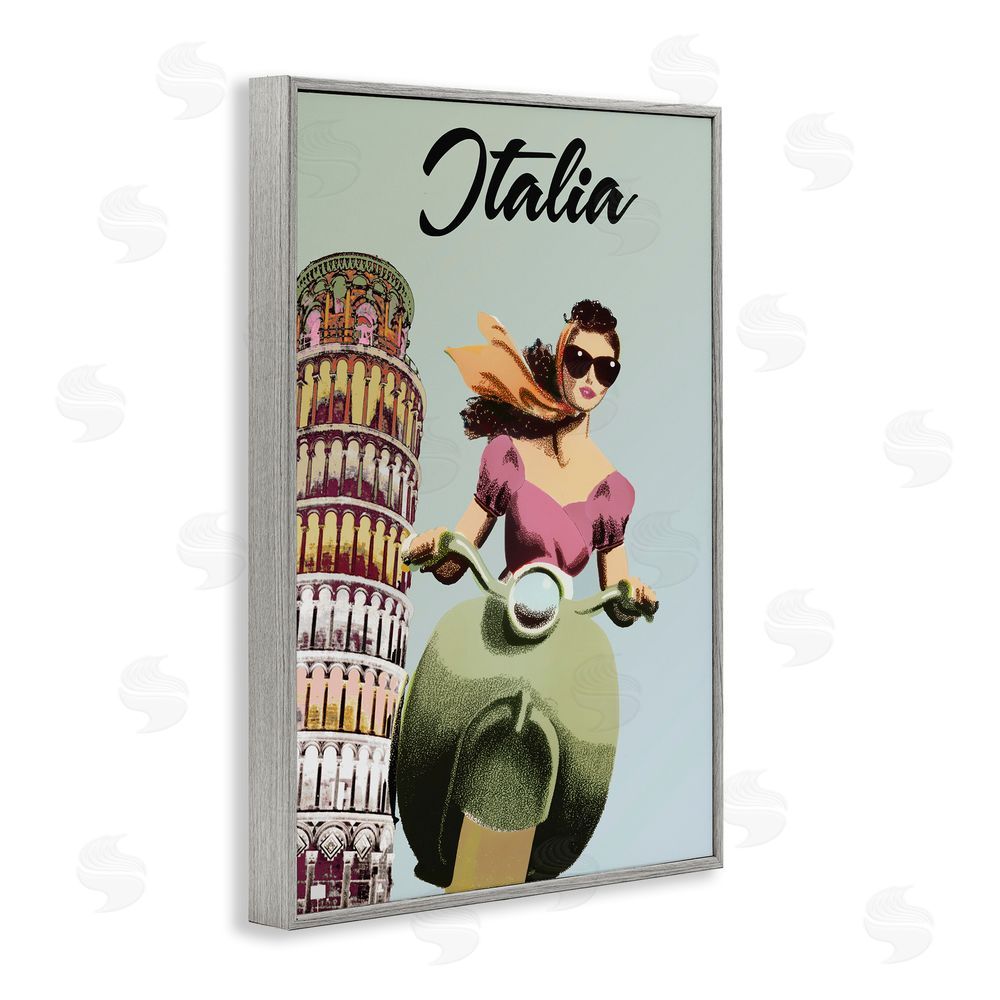 Annabelle Hall Retro Italia Scooter Gray Framed Giclee Wall Art Print