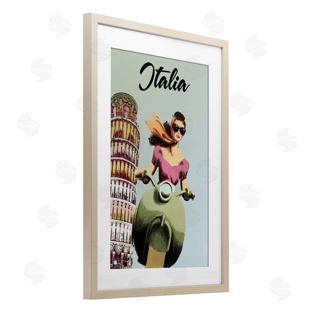 Annabelle Hall Retro Italia Scooter Brown Framed Print Under Glass Wall Art