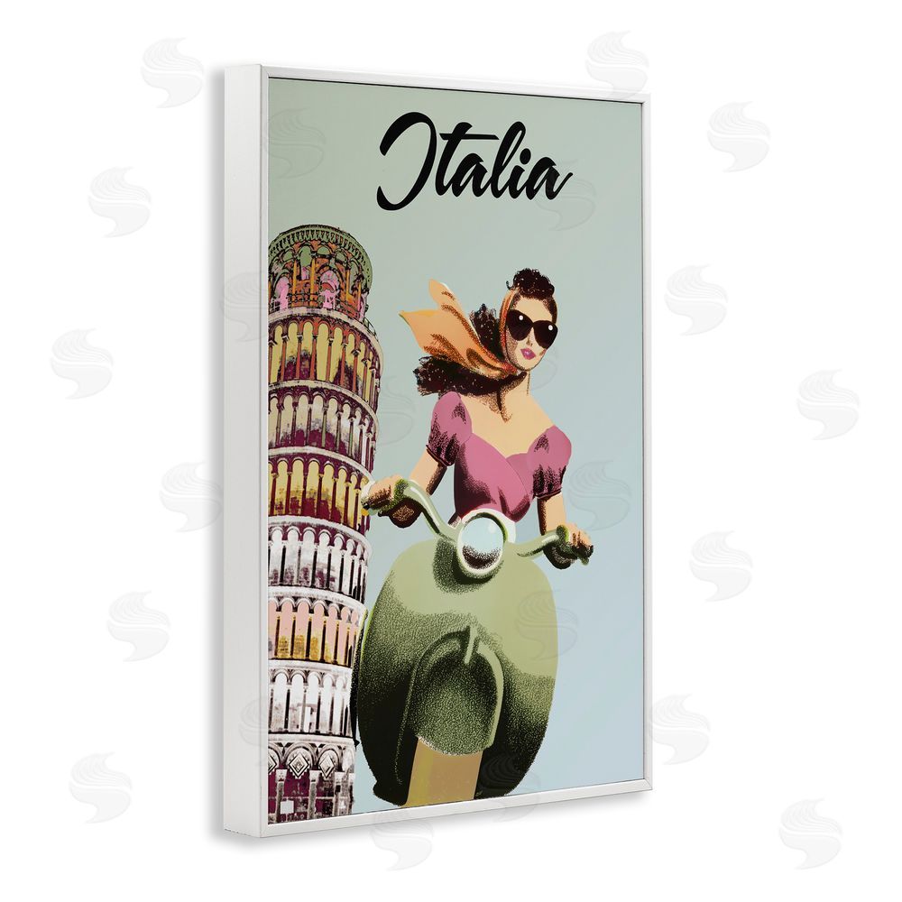 Annabelle Hall Retro Italia Scooter White Framed Giclee Wall Art Print