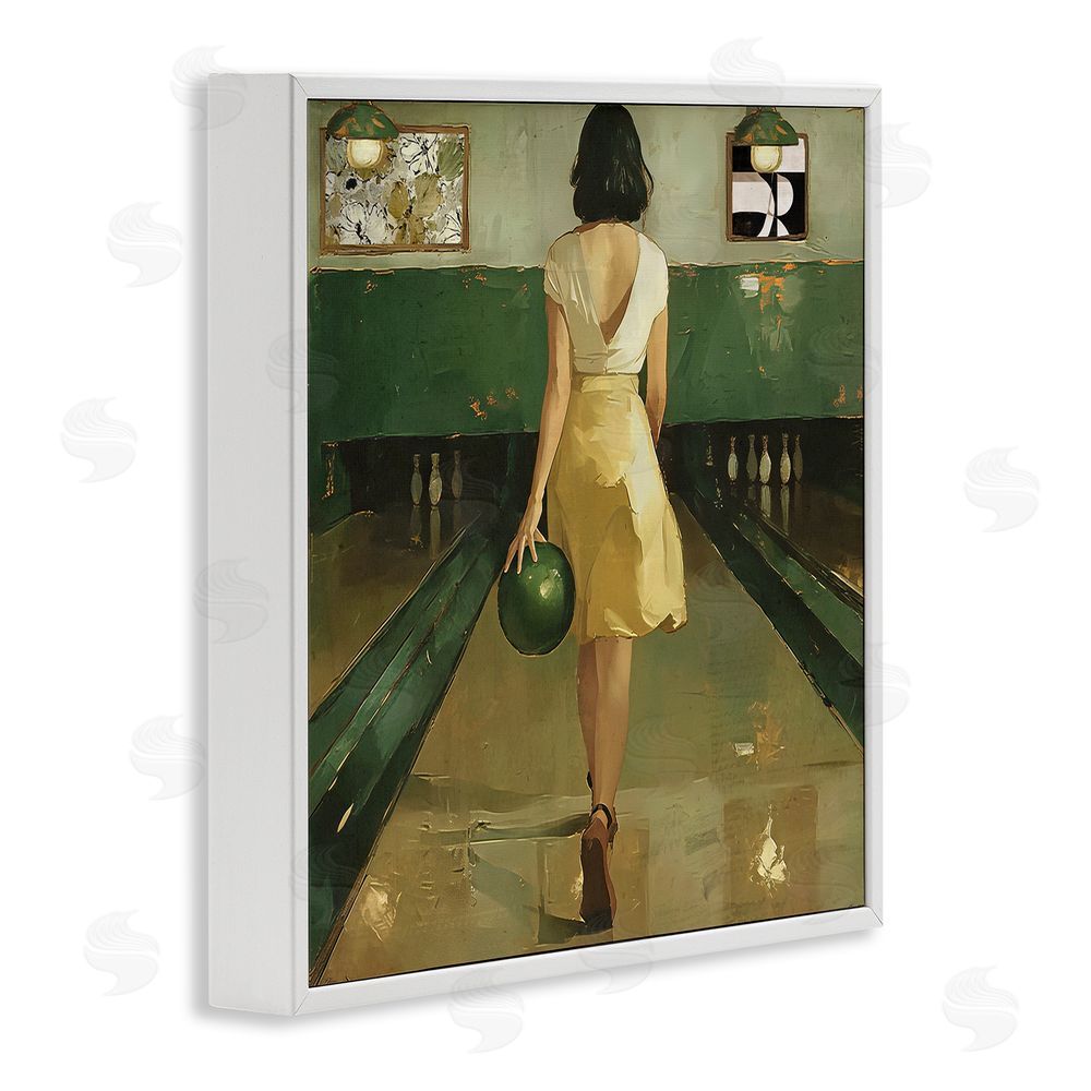 Annabelle Hall Green Vintage Bowling Alley White Framed Giclee Wall Art Print