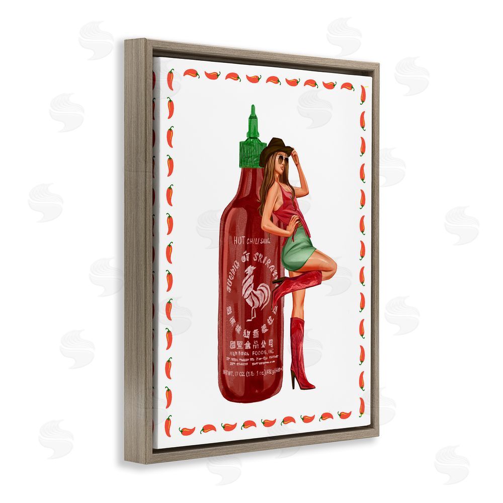 Ziwei Li Chili Hot Sauce & Cowgirl Brown Floating Frame Canvas Wall Art Print