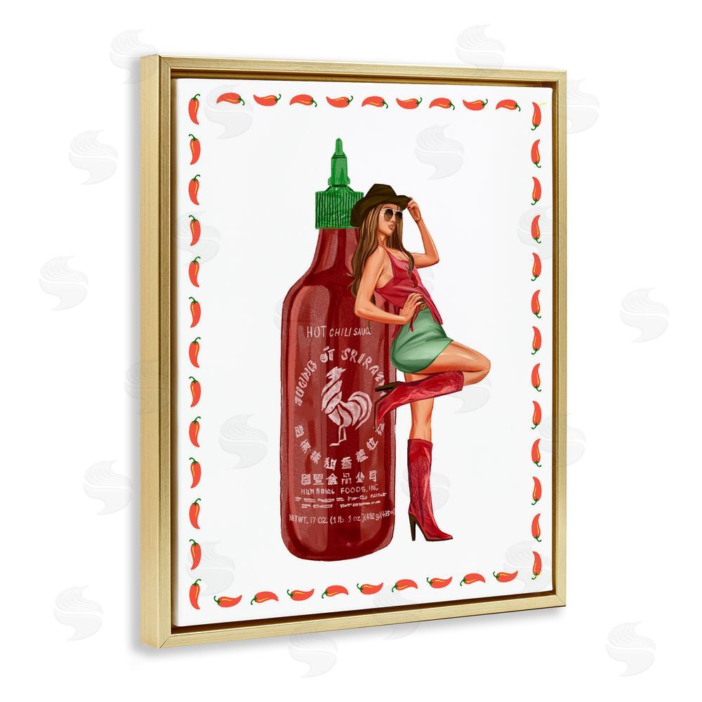 Ziwei Li Chili Hot Sauce & Cowgirl Gold Floating Frame Canvas Wall Art Print
