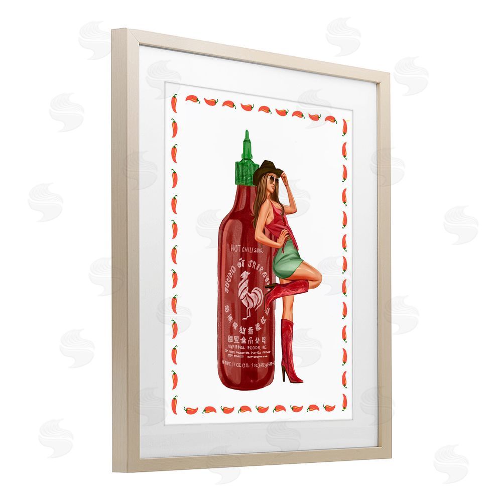 Ziwei Li Chili Hot Sauce & Cowgirl Brown Framed Print Under Glass Wall Art