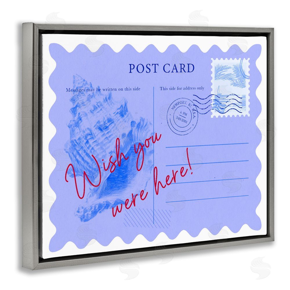 Ziwei Li Wish You Were Here Postcard Gray Floating Frame Canvas Wall Art Print