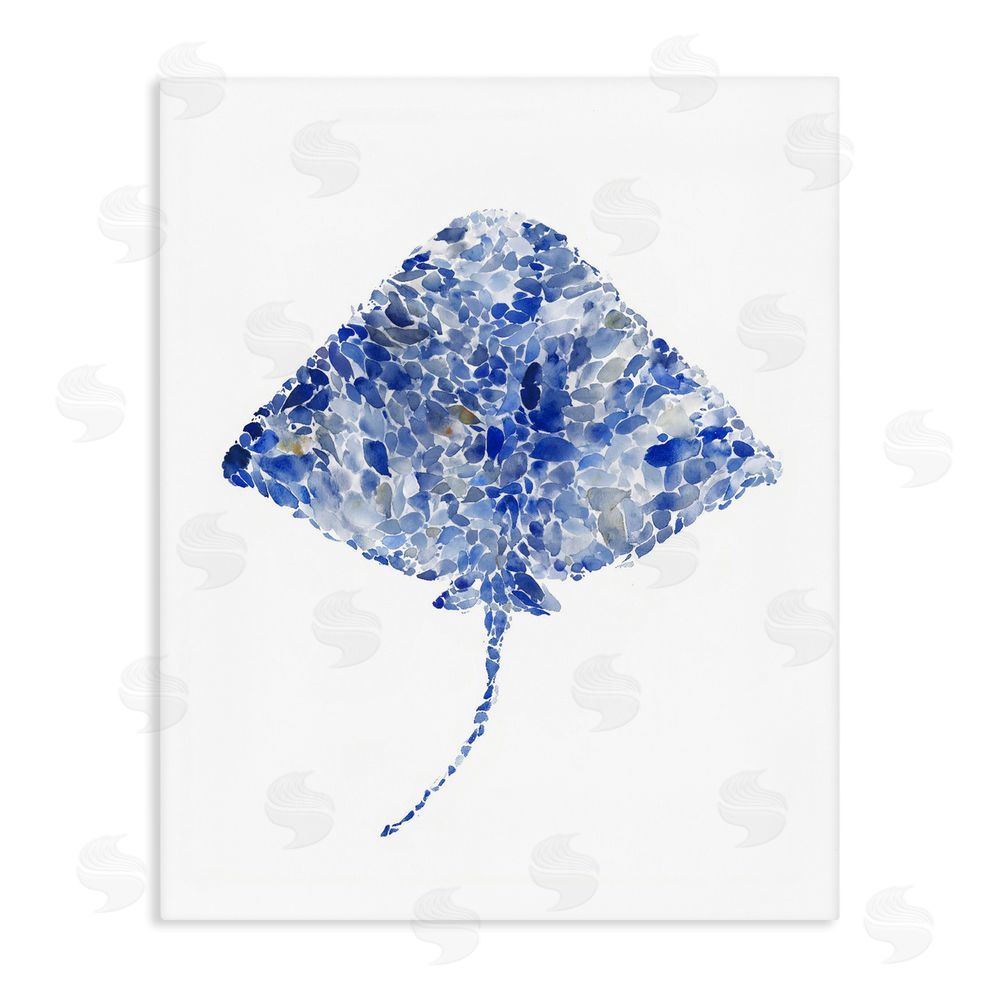 Ziwei Li Blue Watercolor Dappled Stingray Stretched Canvas Wall Art Print
