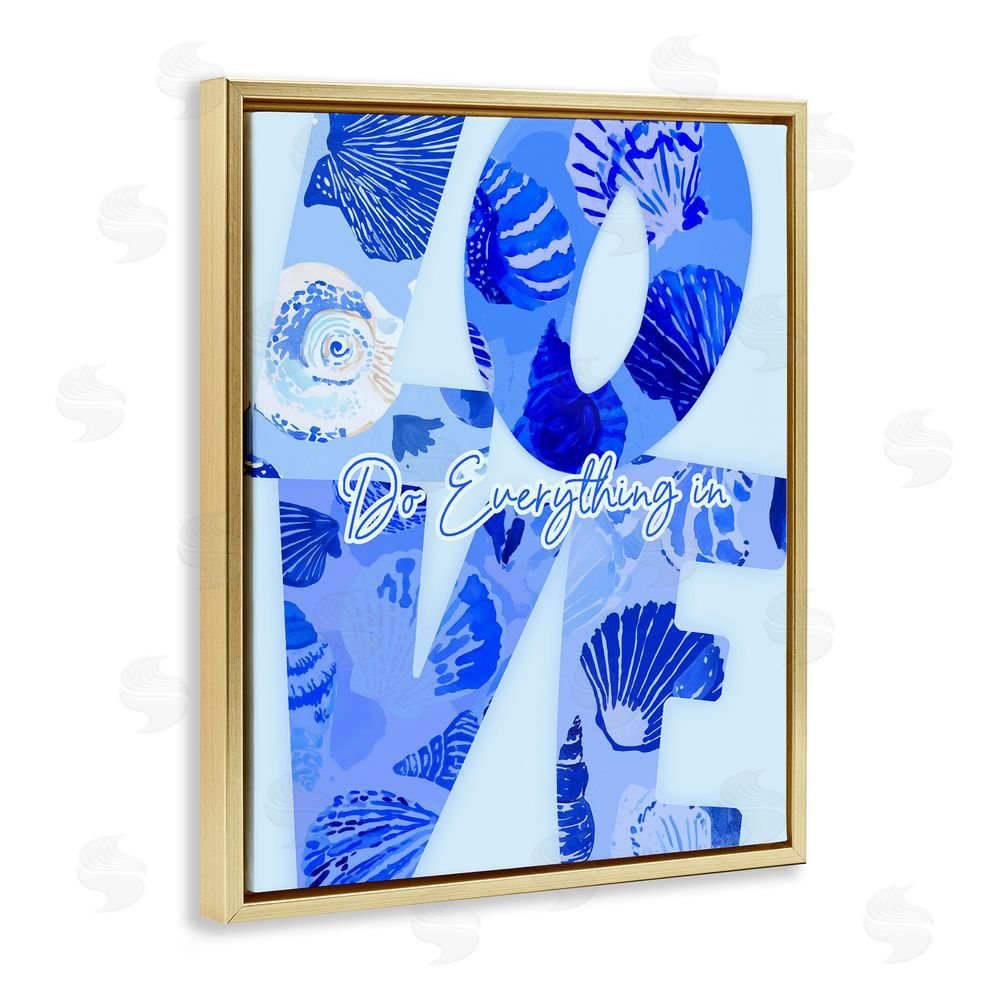 Ziwei Li Coastal Do Everything In Love Gold Floating Frame Canvas Wall Art Print