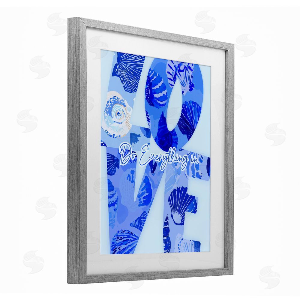 Ziwei Li Coastal Do Everything In Love Gray Framed Print Under Glass Wall Art