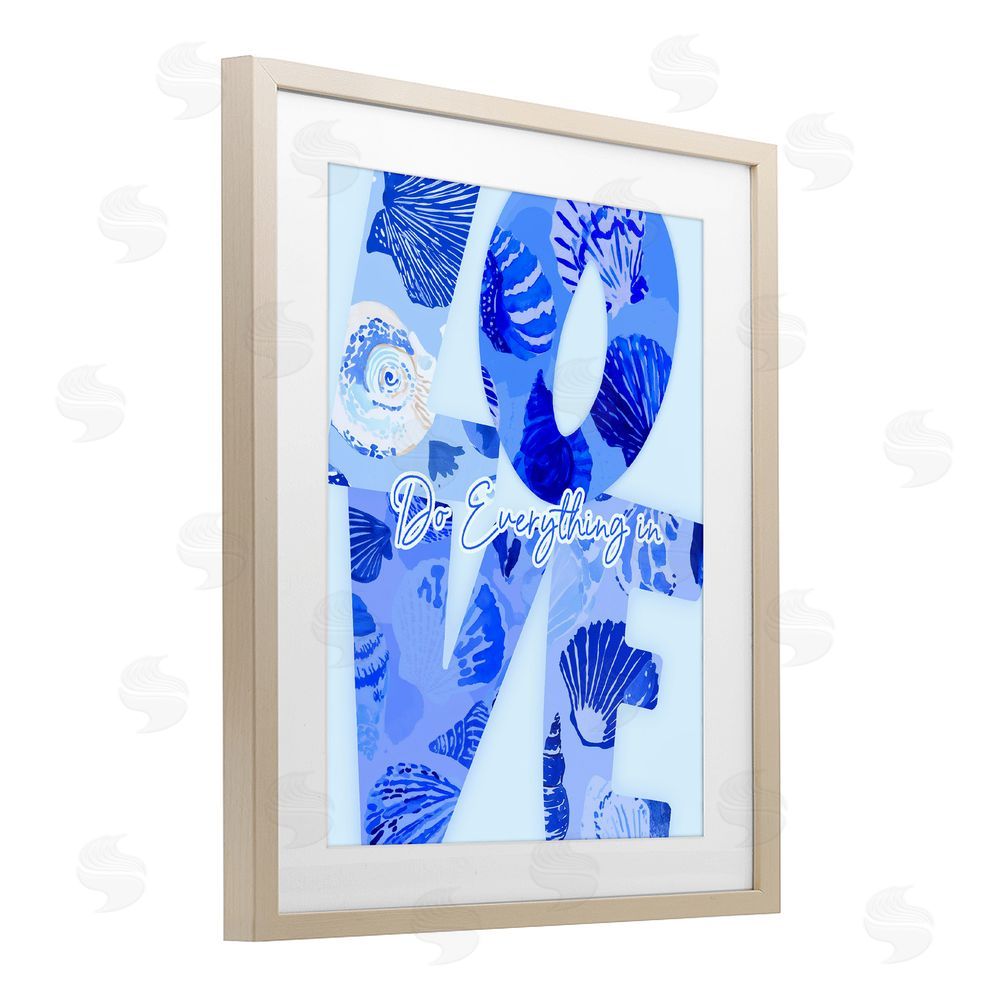 Ziwei Li Coastal Do Everything In Love Brown Framed Print Under Glass Wall Art