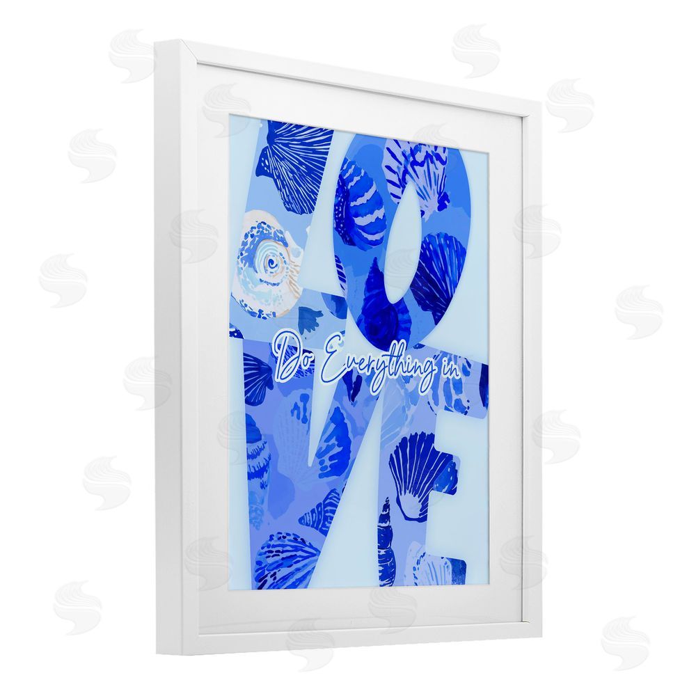 Ziwei Li Coastal Do Everything In Love White Framed Print Under Glass Wall Art