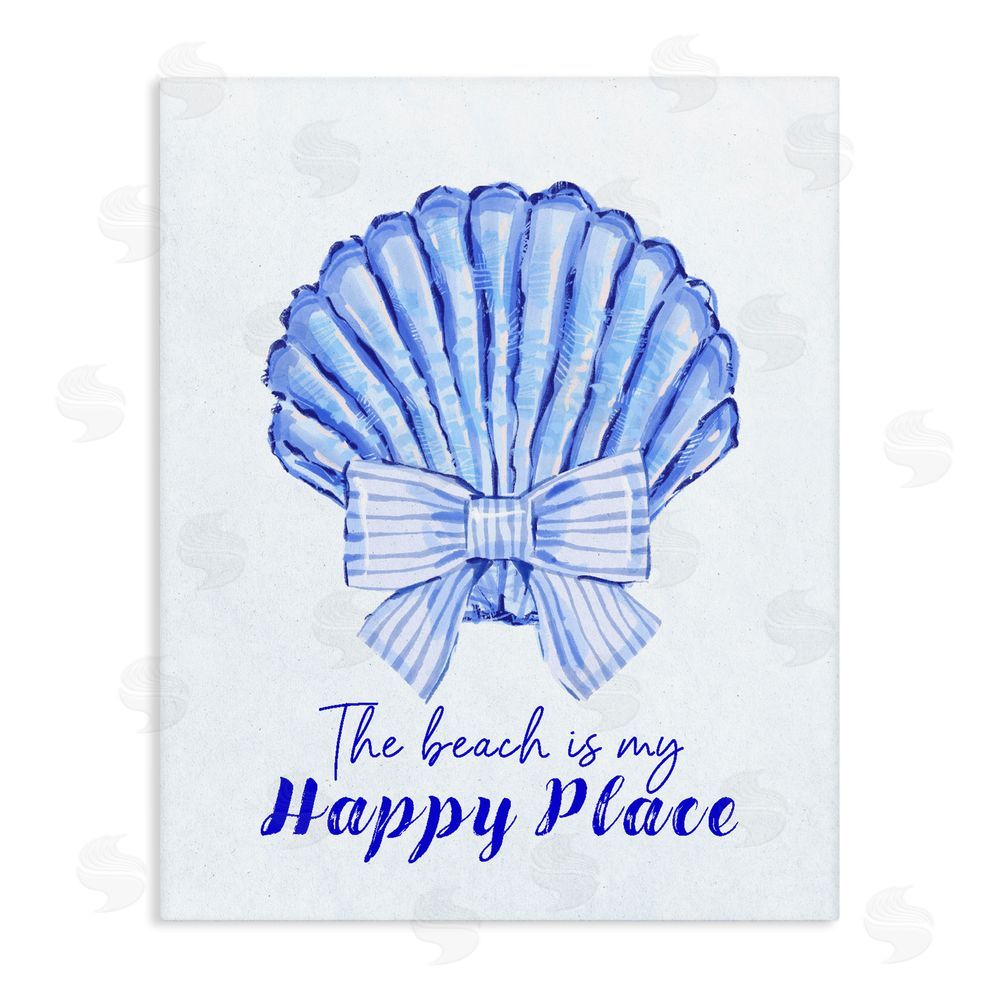 Ziwei Li Beach Is My Happy Place Seashell Stretched Canvas Wall Art Print