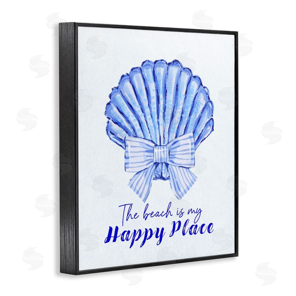 Ziwei Li Beach Is My Happy Place Seashell Black Framed Giclee Wall Art Print