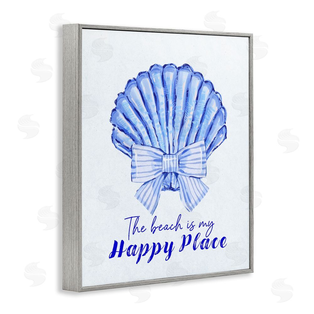 Ziwei Li Beach Is My Happy Place Seashell Gray Framed Giclee Wall Art Print