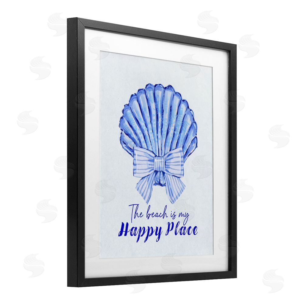 Ziwei Li Beach Is My Happy Place Seashell Black Framed Print Under Glass Wall Art