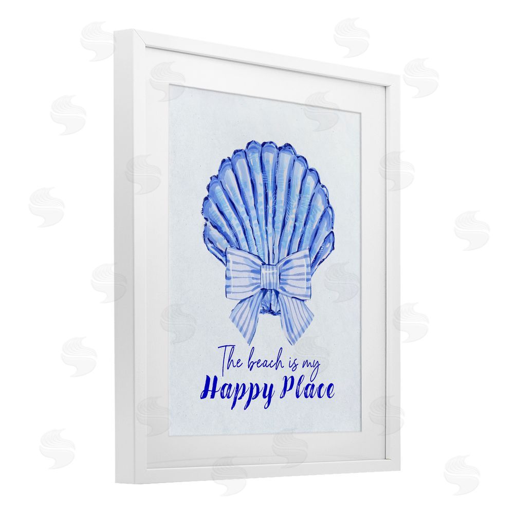 Ziwei Li Beach Is My Happy Place Seashell White Framed Print Under Glass Wall Art