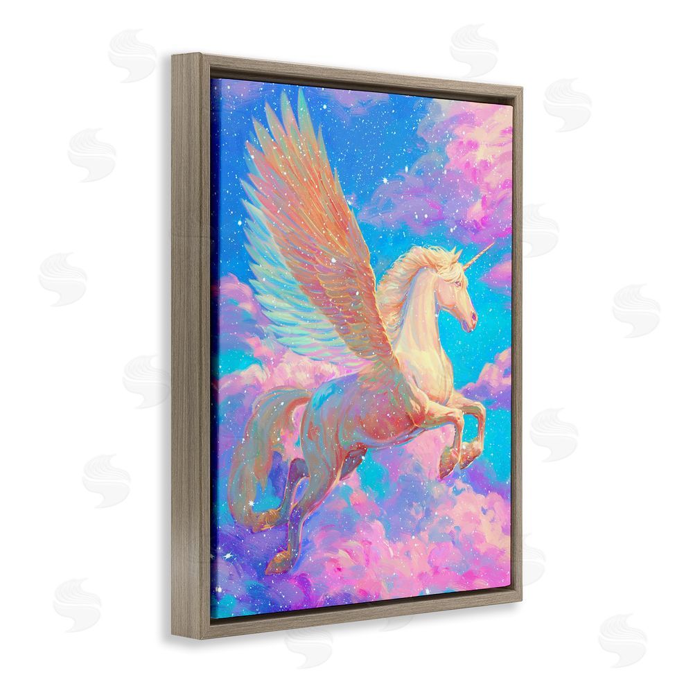Ziwei Li Majestic Winged Pegasus Brown Floating Frame Canvas Wall Art Print