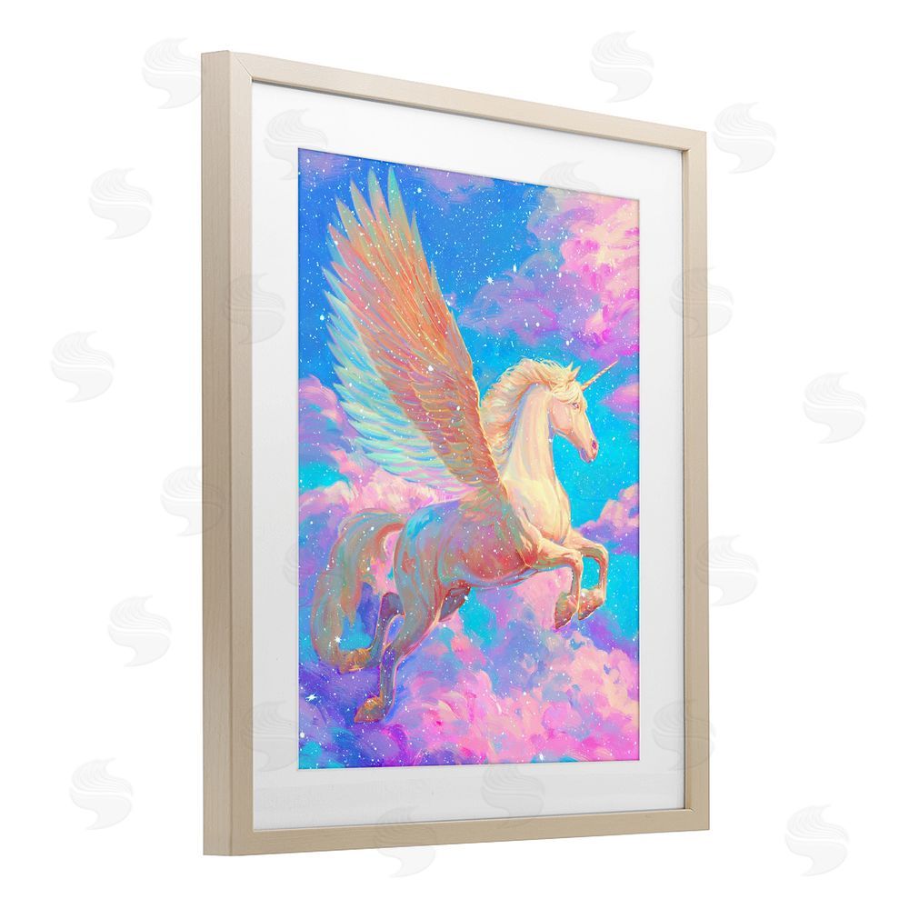 Ziwei Li Majestic Winged Pegasus Brown Framed Print Under Glass Wall Art