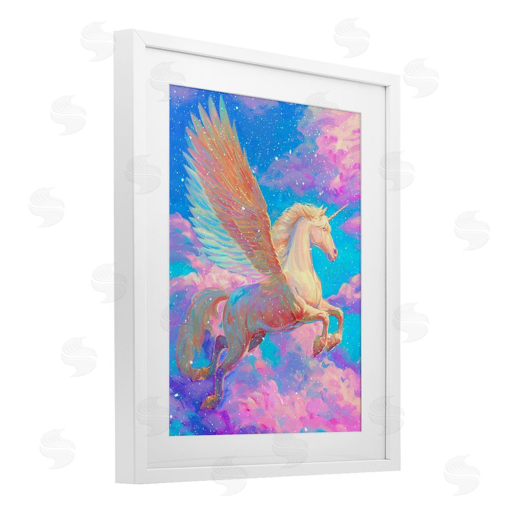 Ziwei Li Majestic Winged Pegasus White Framed Print Under Glass Wall Art