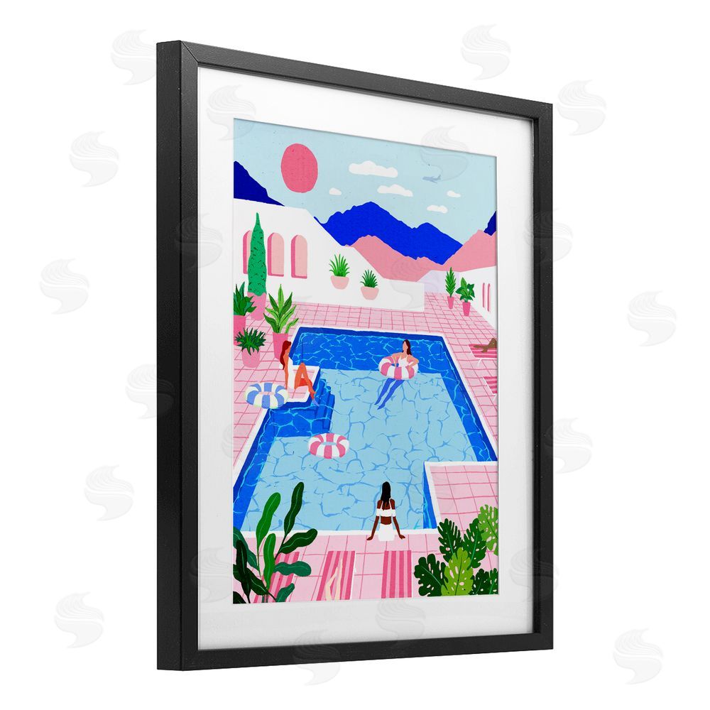 Ziwei Li Hanging By The Pool Resort Black Framed Print Under Glass Wall Art