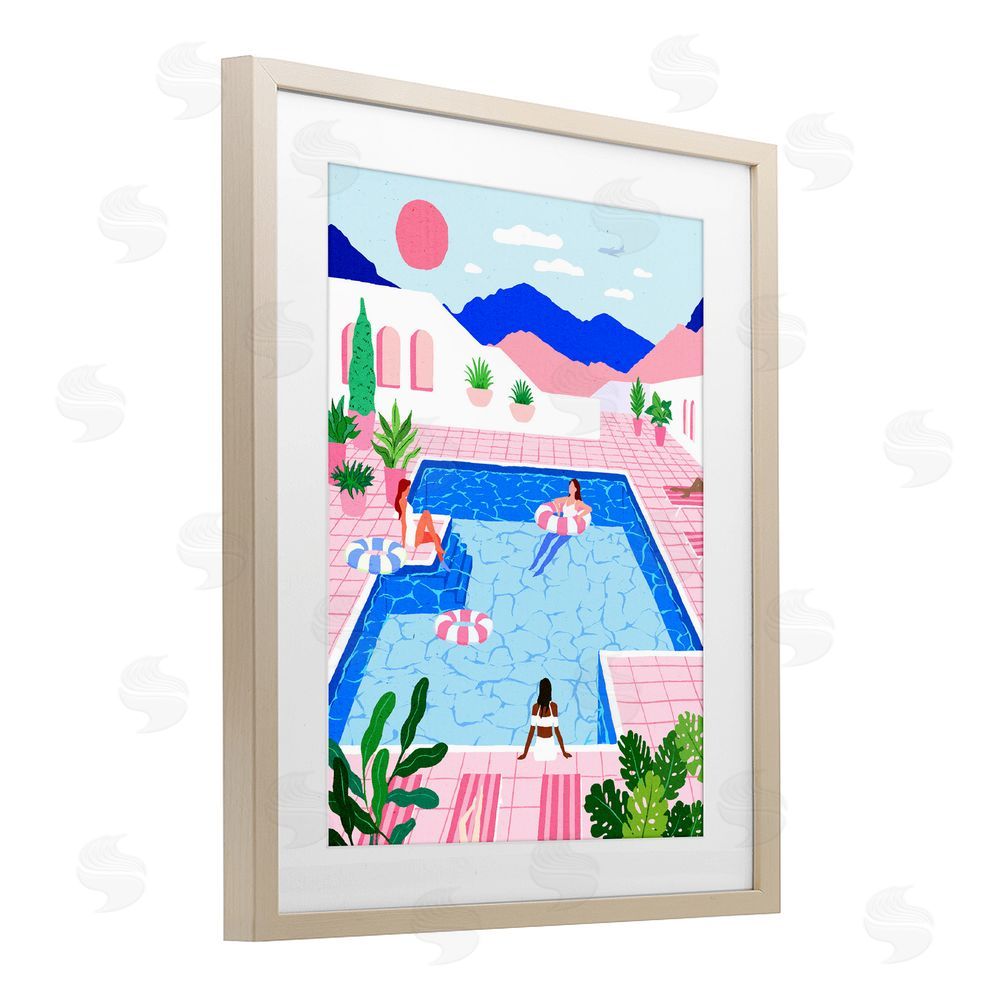 Ziwei Li Hanging By The Pool Resort Brown Framed Print Under Glass Wall Art