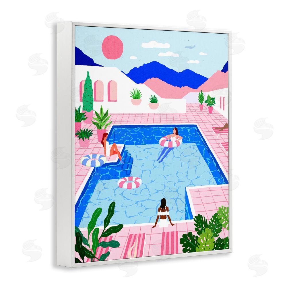 Ziwei Li Hanging By The Pool Resort White Framed Giclee Wall Art Print