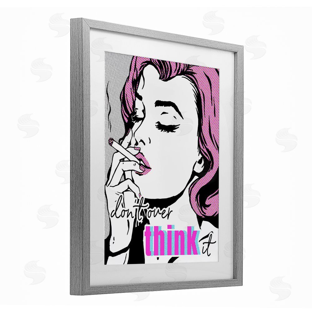 Ziwei Li Don't Over Think It Gray Framed Print Under Glass Wall Art