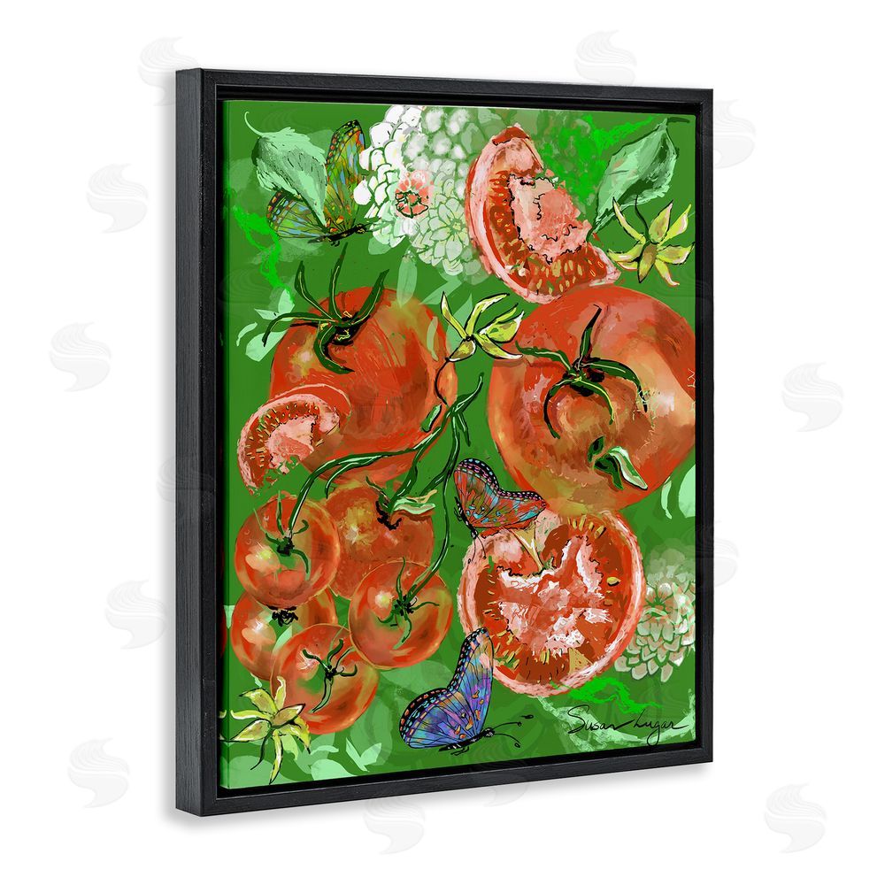 Susan Lugar Tomatoes Swirl Collage Black Floating Frame Canvas Wall Art Print