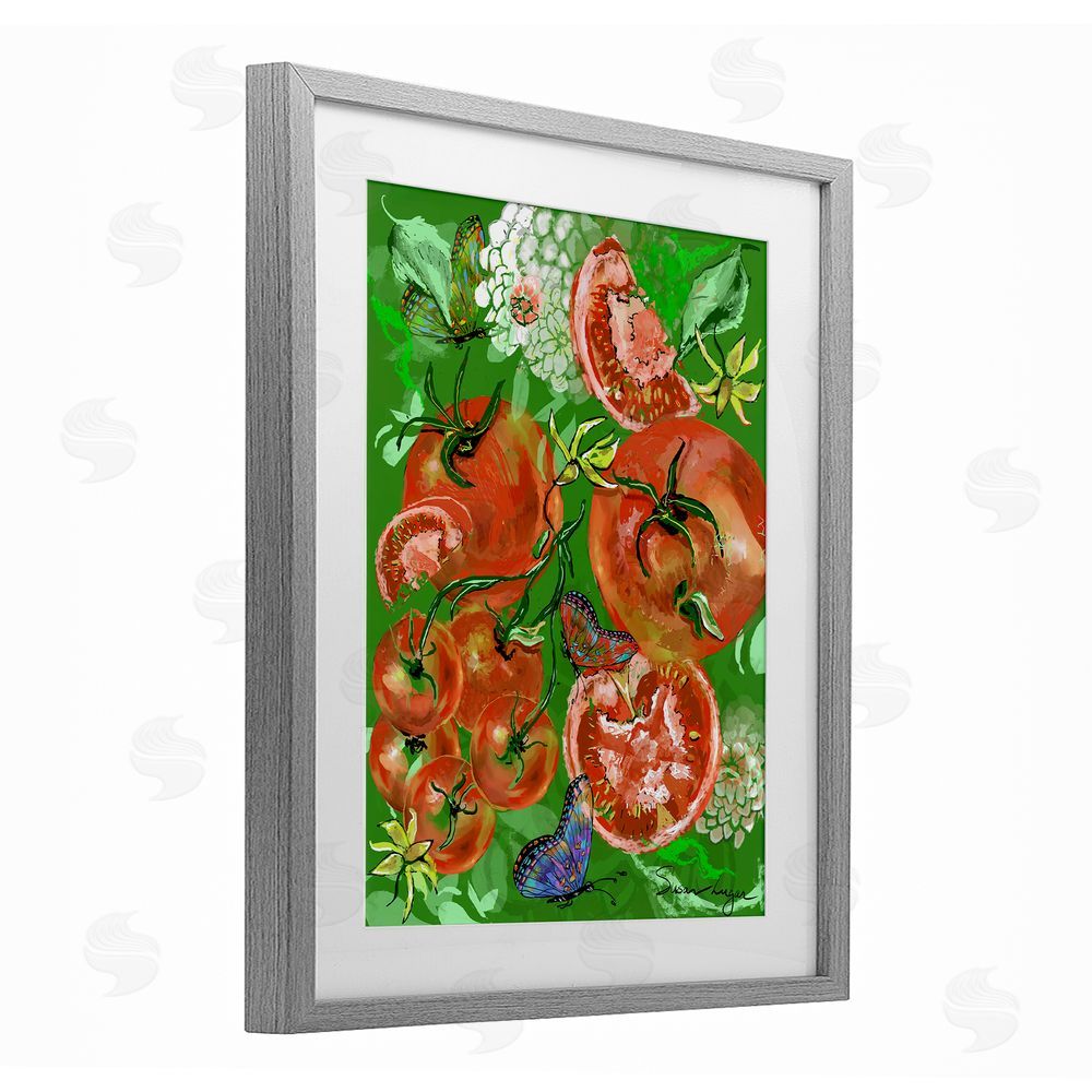 Susan Lugar Tomatoes Swirl Collage Gray Framed Print Under Glass Wall Art