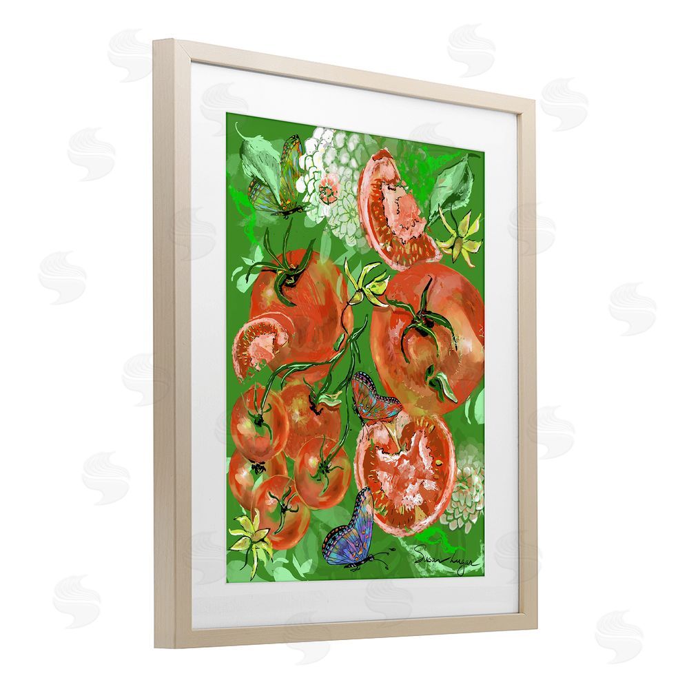 Susan Lugar Tomatoes Swirl Collage Brown Framed Print Under Glass Wall Art