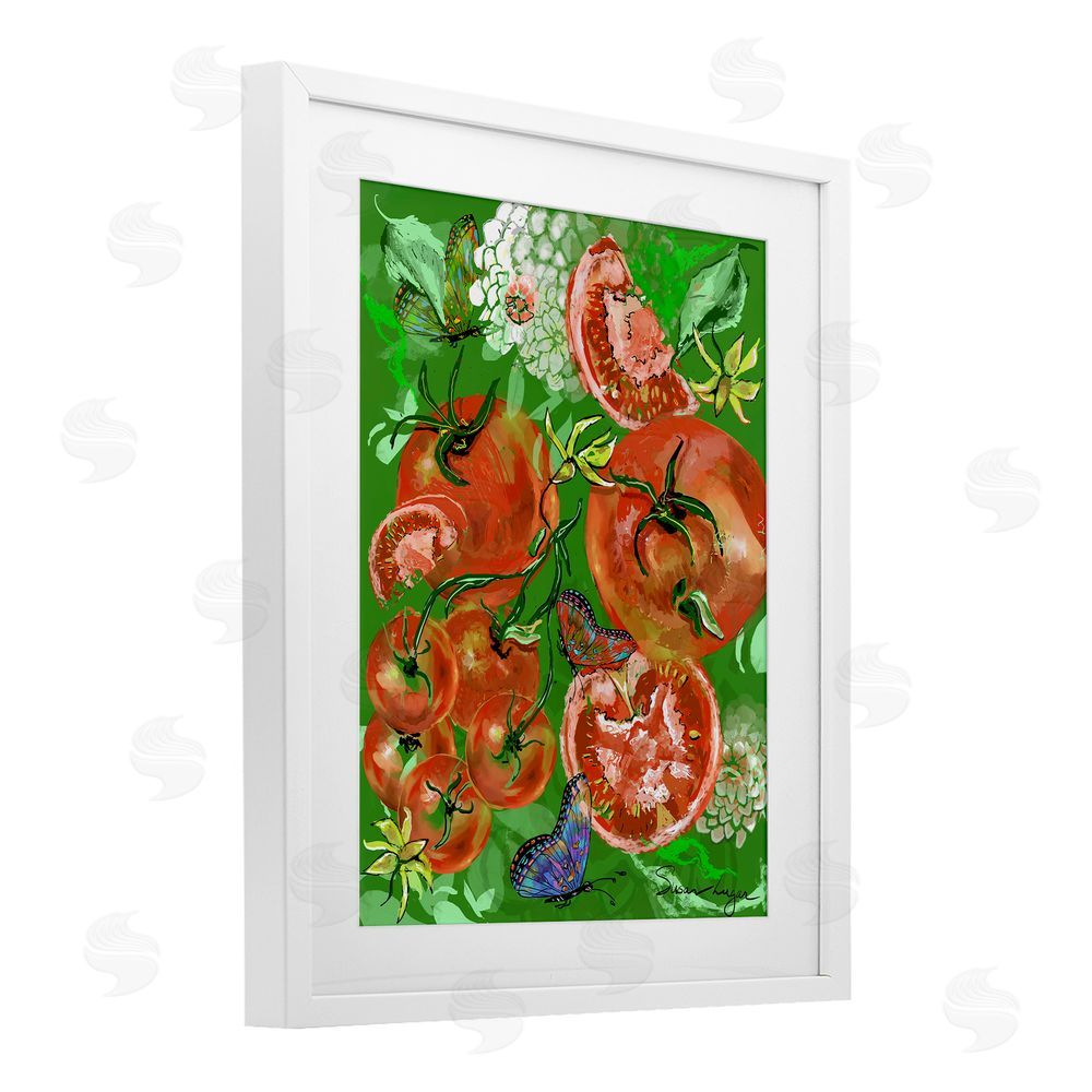Susan Lugar Tomatoes Swirl Collage White Framed Print Under Glass Wall Art