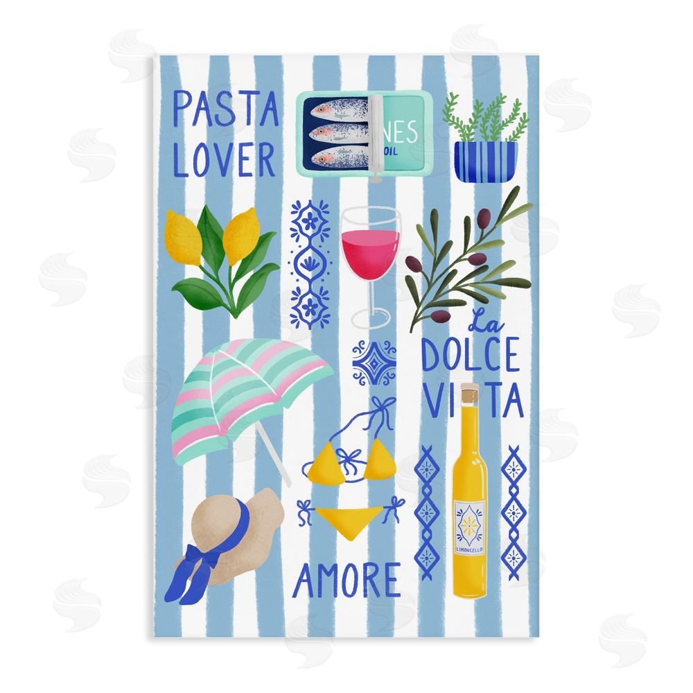 Metka Hiti Pasta Lover Mediterranean Stretched Canvas Wall Art Print