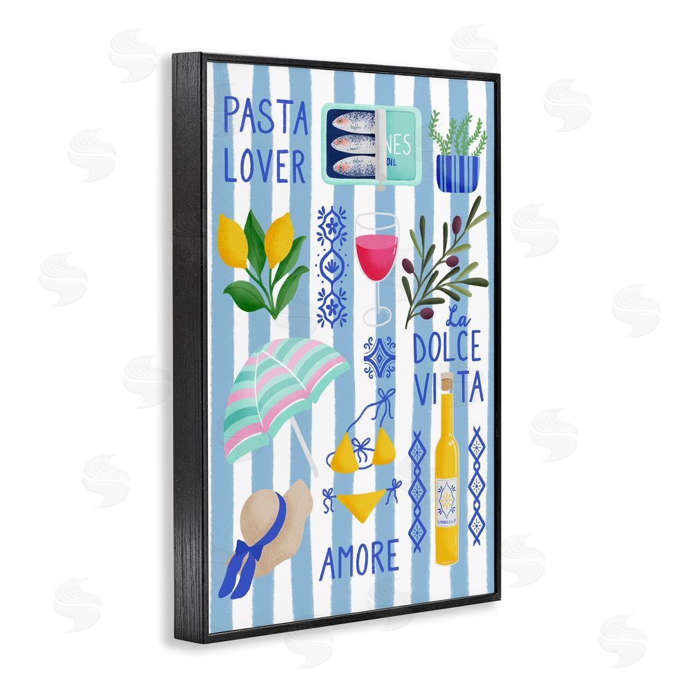 Metka Hiti Pasta Lover Mediterranean Black Framed Giclee Wall Art Print