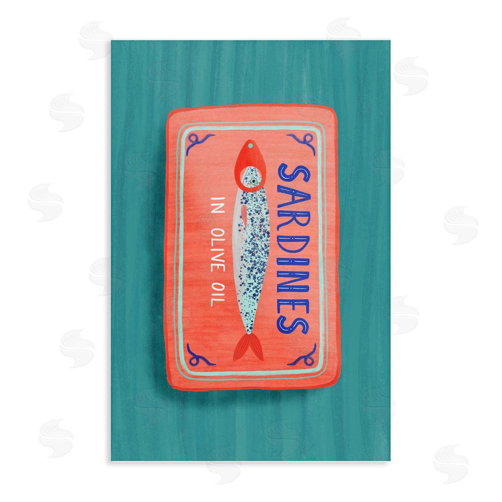 Metka Hiti Sardines Olive Oil Seafood Stretched Canvas Wall Art Print