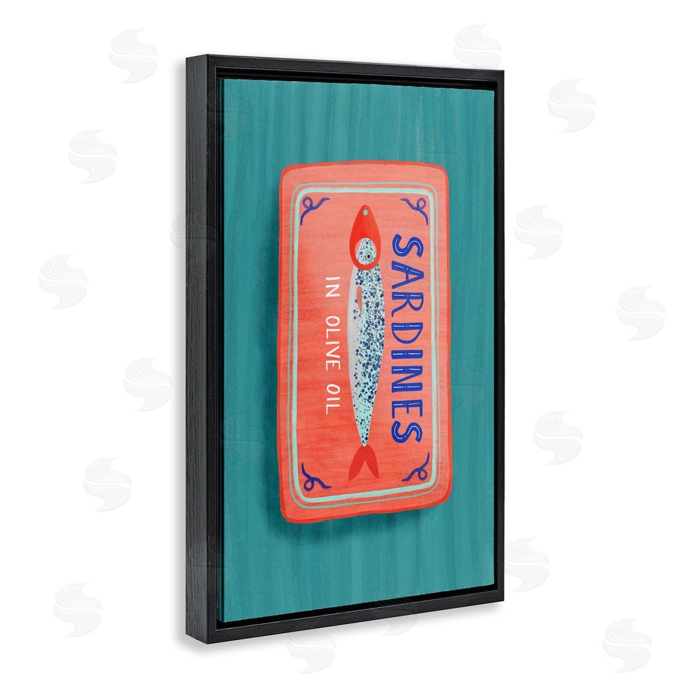 Metka Hiti Sardines Olive Oil Seafood Black Floating Frame Canvas Wall Art Print