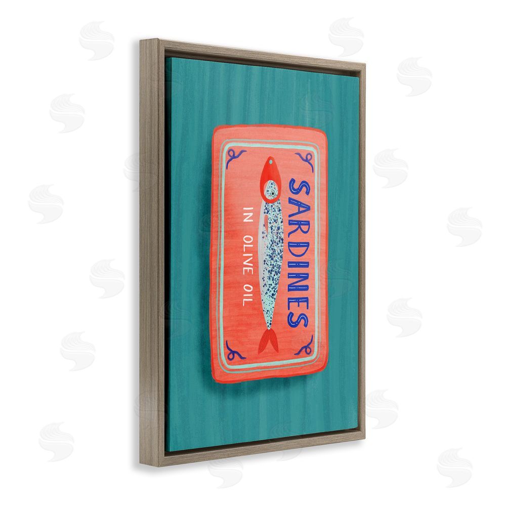 Metka Hiti Sardines Olive Oil Seafood Brown Floating Frame Canvas Wall Art Print