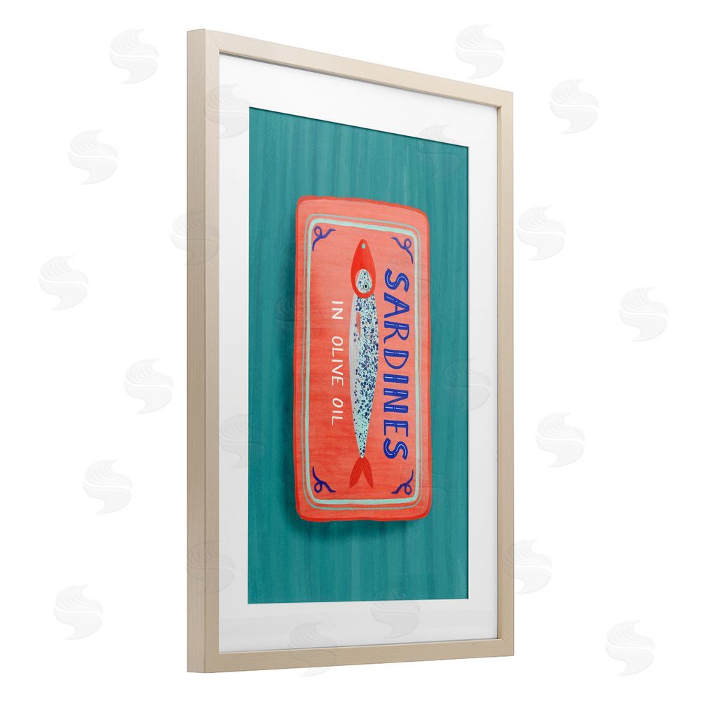Metka Hiti Sardines Olive Oil Seafood Brown Framed Print Under Glass Wall Art