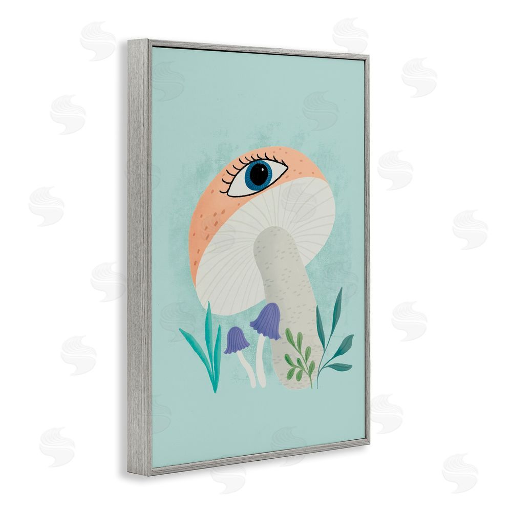 Metka Hiti Mushroom with Mystical Eye Gray Framed Giclee Wall Art Print