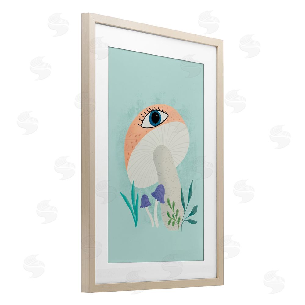 Metka Hiti Mushroom with Mystical Eye Brown Framed Print Under Glass Wall Art