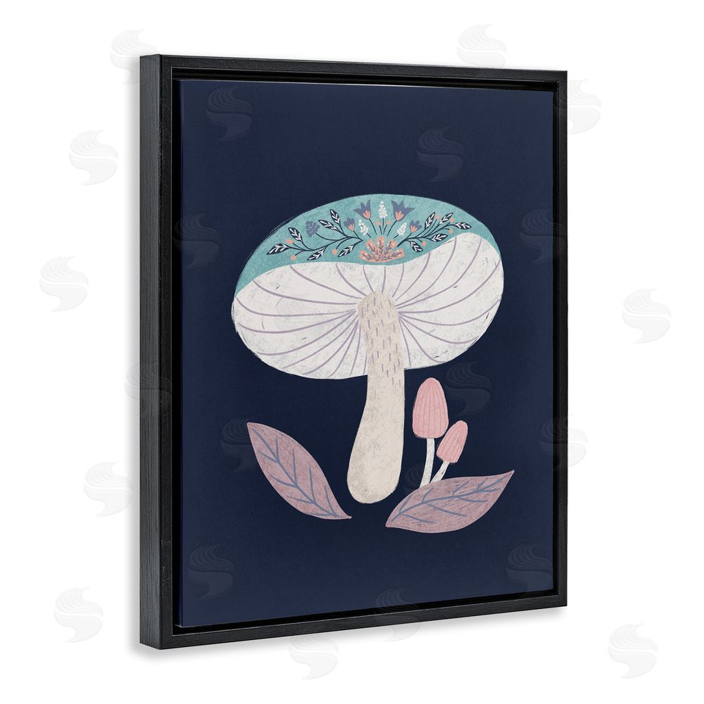 Metka Hiti Floral Cottage Mushroom Black Floating Frame Canvas Wall Art Print