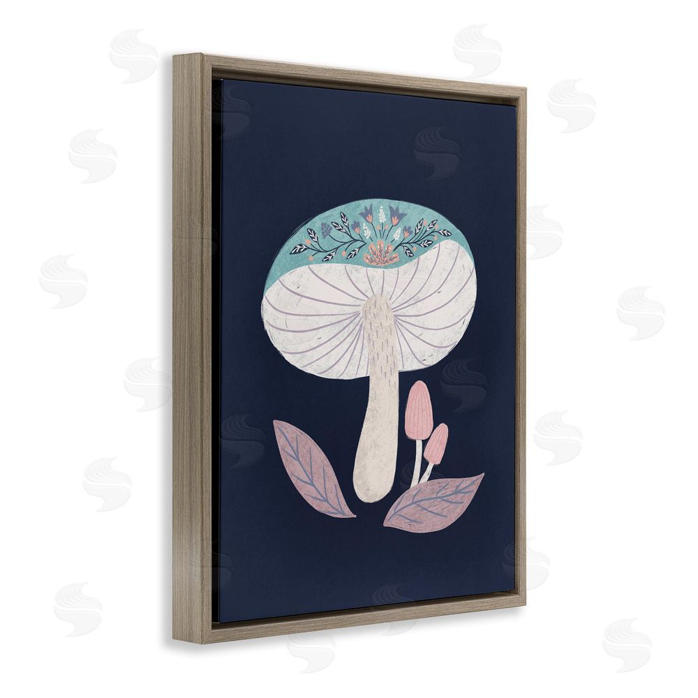 Metka Hiti Floral Cottage Mushroom Brown Floating Frame Canvas Wall Art Print