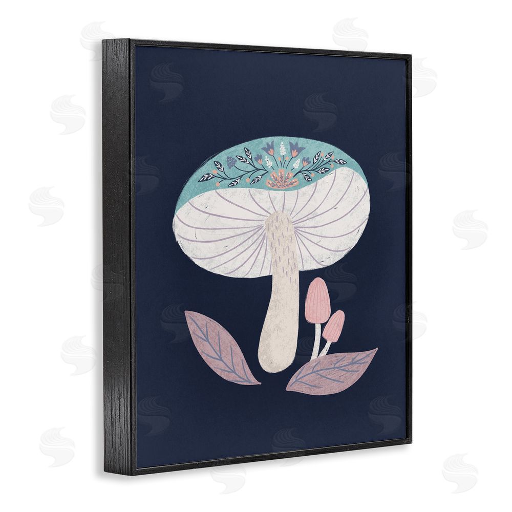 Metka Hiti Floral Cottage Mushroom Black Framed Giclee Wall Art Print