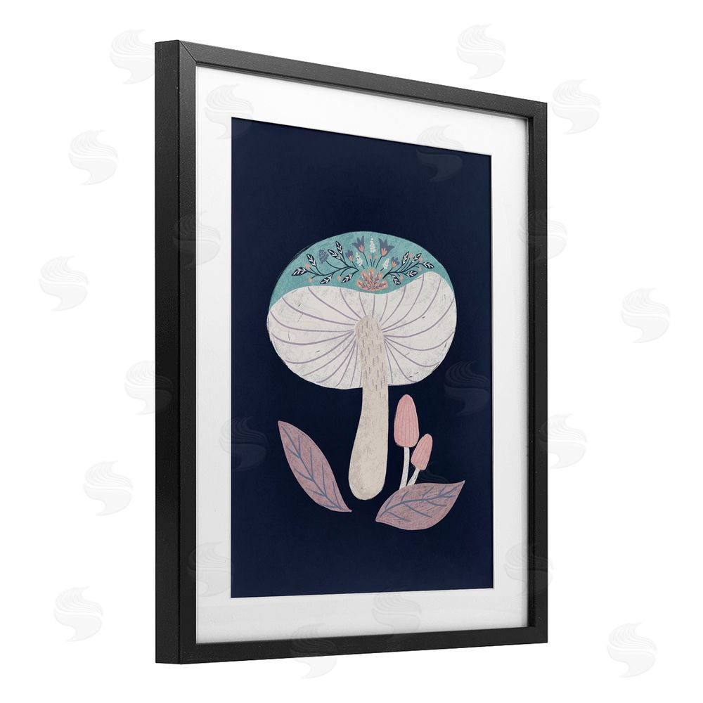 Metka Hiti Floral Cottage Mushroom Black Framed Print Under Glass Wall Art